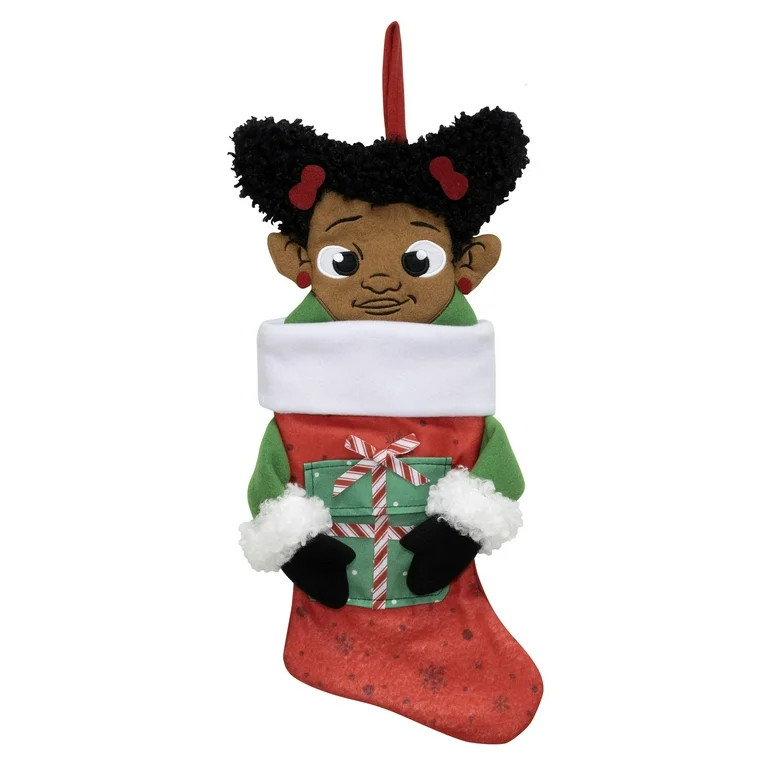Black Paper Party Girl Christmas Stocking, Red, 20" | Walmart (US)