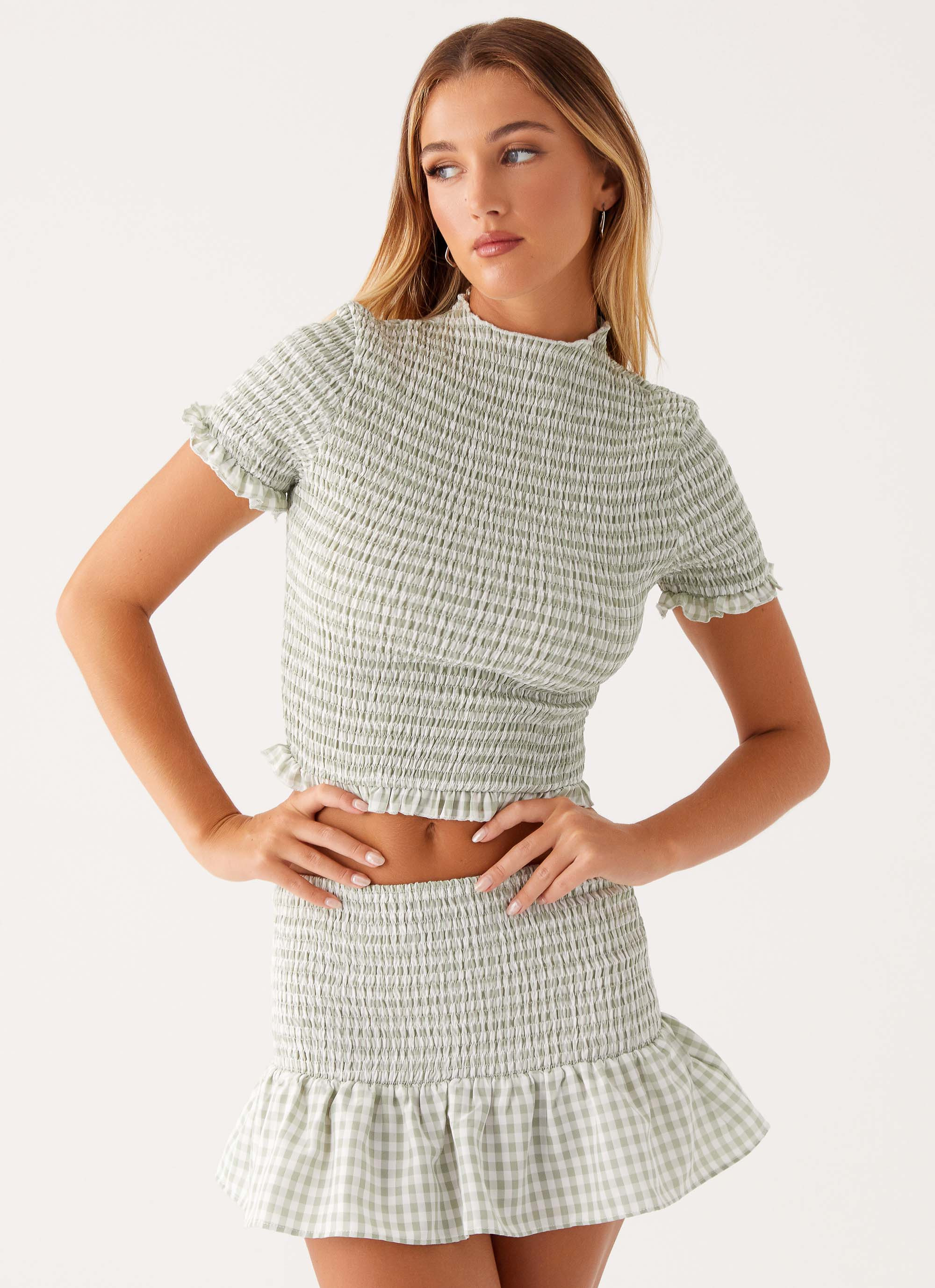 Sweetest Pie T-Shirt - Sage Gingham | Peppermayo (Global)