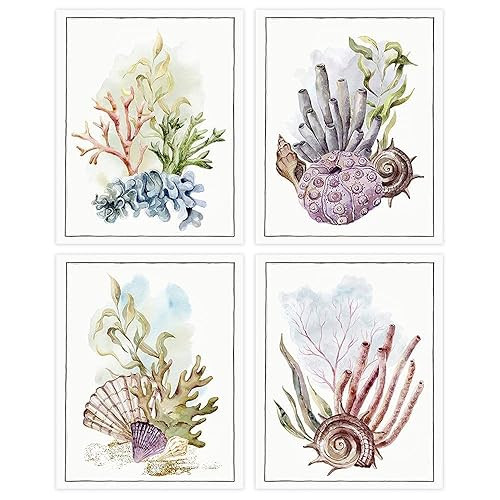 Ocean Coral Art Prints (Set of 4) - Unframed - 8x10s | Amazon (US)
