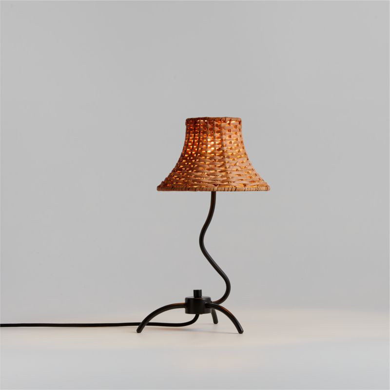 Bibelot Wavy Black Metal Mini Table Lamp with Rattan Shade by Athena Calderone 15.6" + Reviews | ... | Crate & Barrel