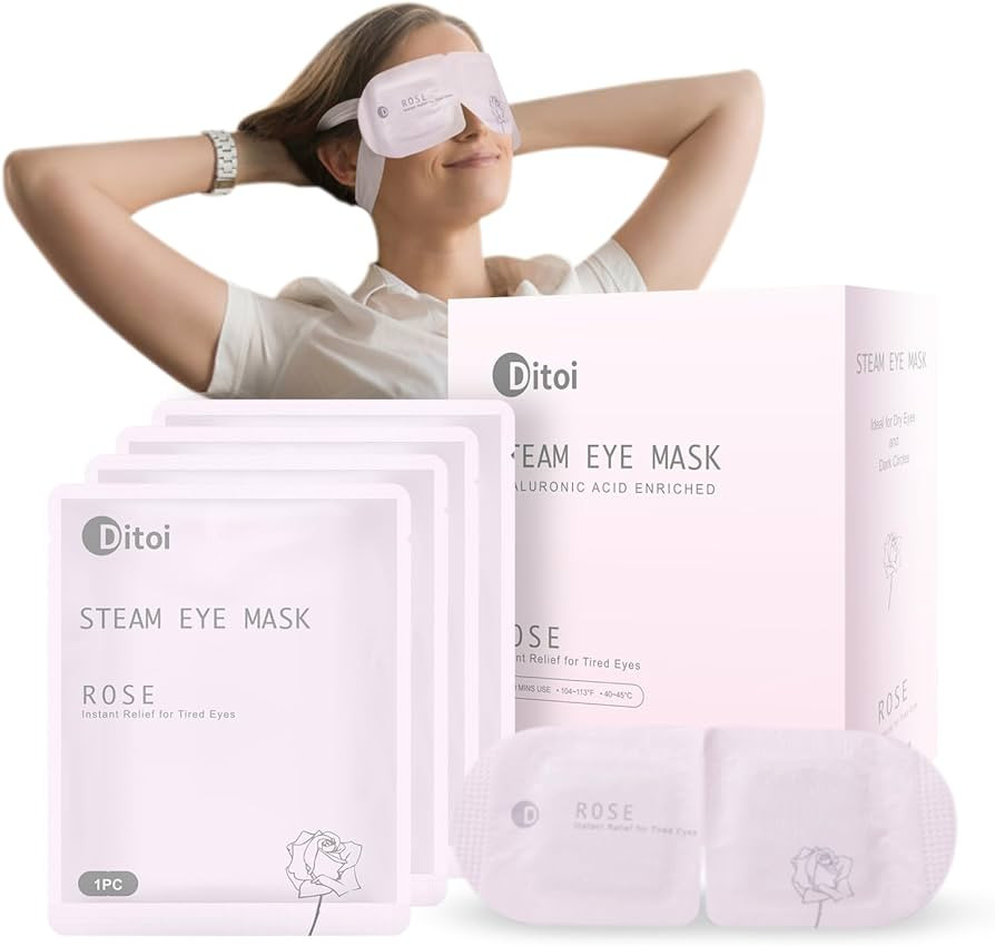 Steam Eye Mask, Rich Hyaluronic Acid Rose Heated Eye Masks, Disposable SPA Sleep Eyes Masks, Reli... | Amazon (US)