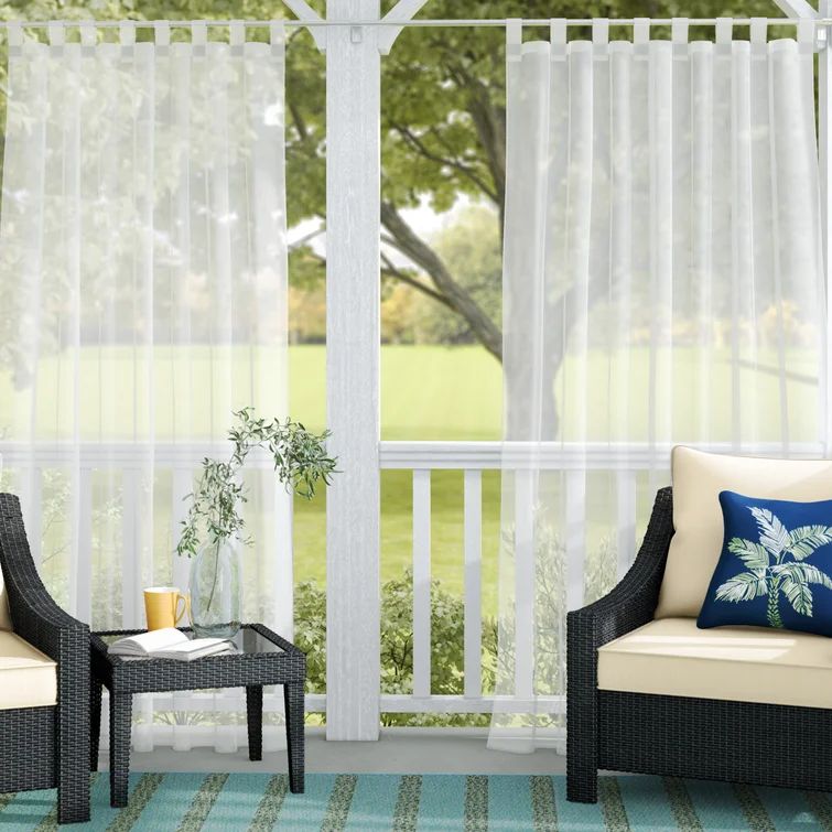 Bayport Appleton Solid Sheer Outdoor Tab Top Single Curtain Panel | Wayfair North America