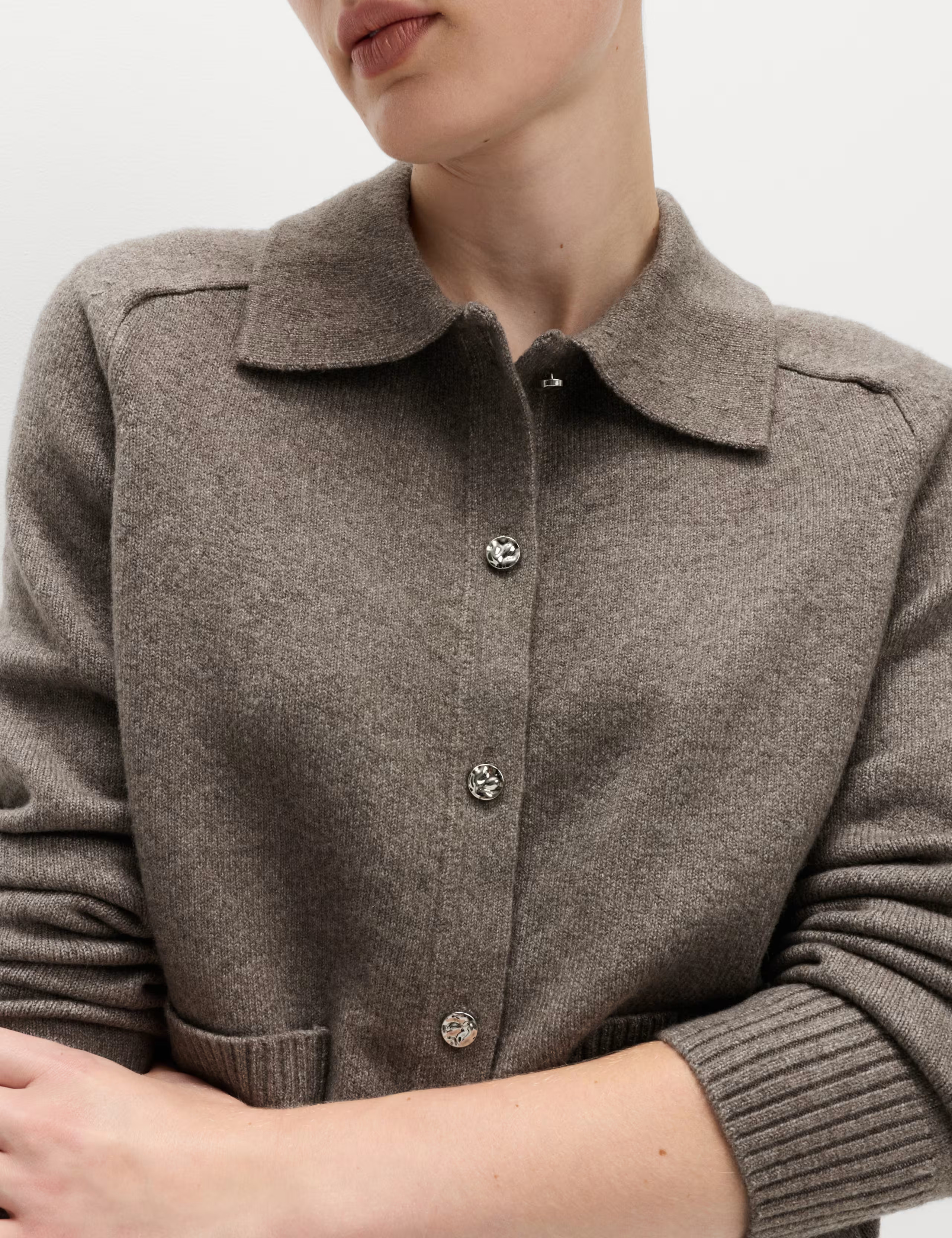Air-Yarn Collared Button Front Cardigan | M&S Collection | M&S IE | Marks & Spencer (UK)