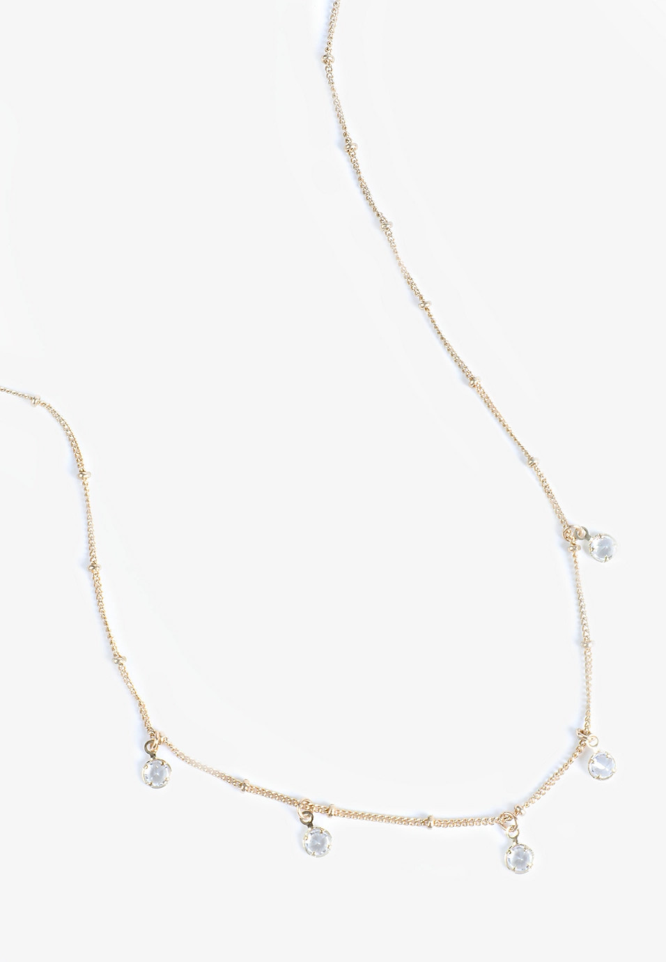 Gold Clear Gemstone Drops Necklace | Maurices