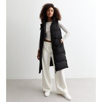 Women's Black Hooded Longline Puffer Gilet New Look | New Look (UK)