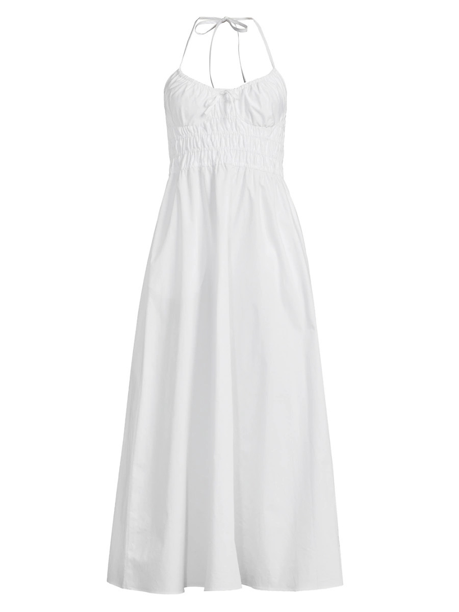 Women's The Lolita Cotton Halter Midi-Dress - Optic White - Size Large | Saks Fifth Avenue