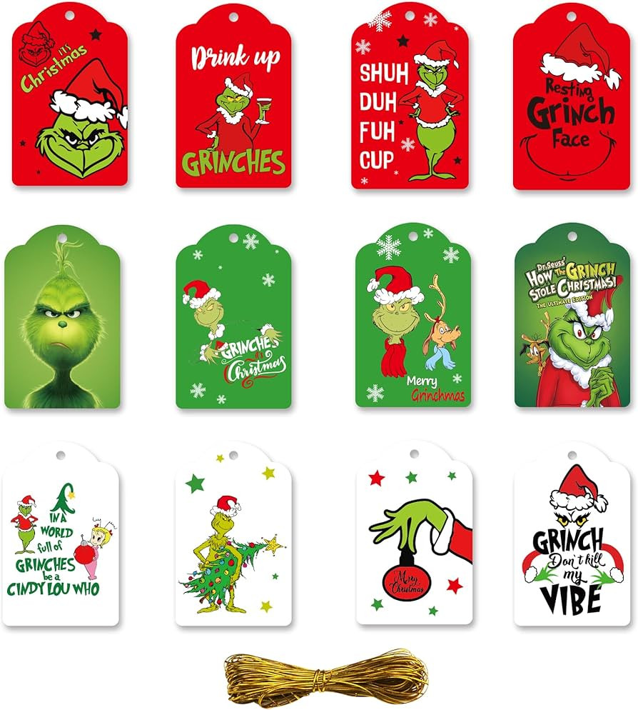 120 Christmas Gift Tags 79 feet Metallic Cord. Includes 12 Elegant Glitter foil Designs. Personal... | Amazon (US)