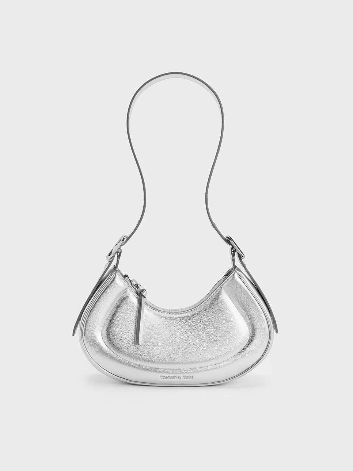 Petra Curved Shoulder Bag
 - Silver | Charles & Keith CA
