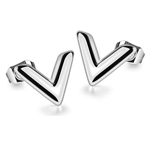 Women Simple Unique V Shape Stud Earrings Jewelry Best Valentines Gift 3 Colors | Amazon (US)