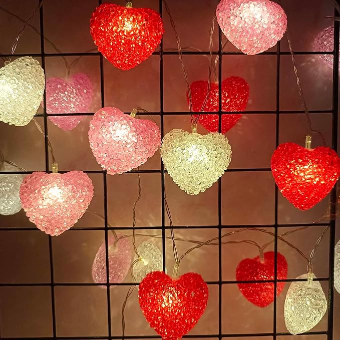 OAYGNEH Valentine's Day Decorations Upgraded Big Heart Lights Lovely Pink Red White Heart String ... | Amazon (US)