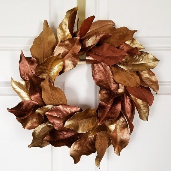 Shiny and Bright Holiday Wreath  Magnolia Wreath  Gold and - Etsy | Etsy (US)