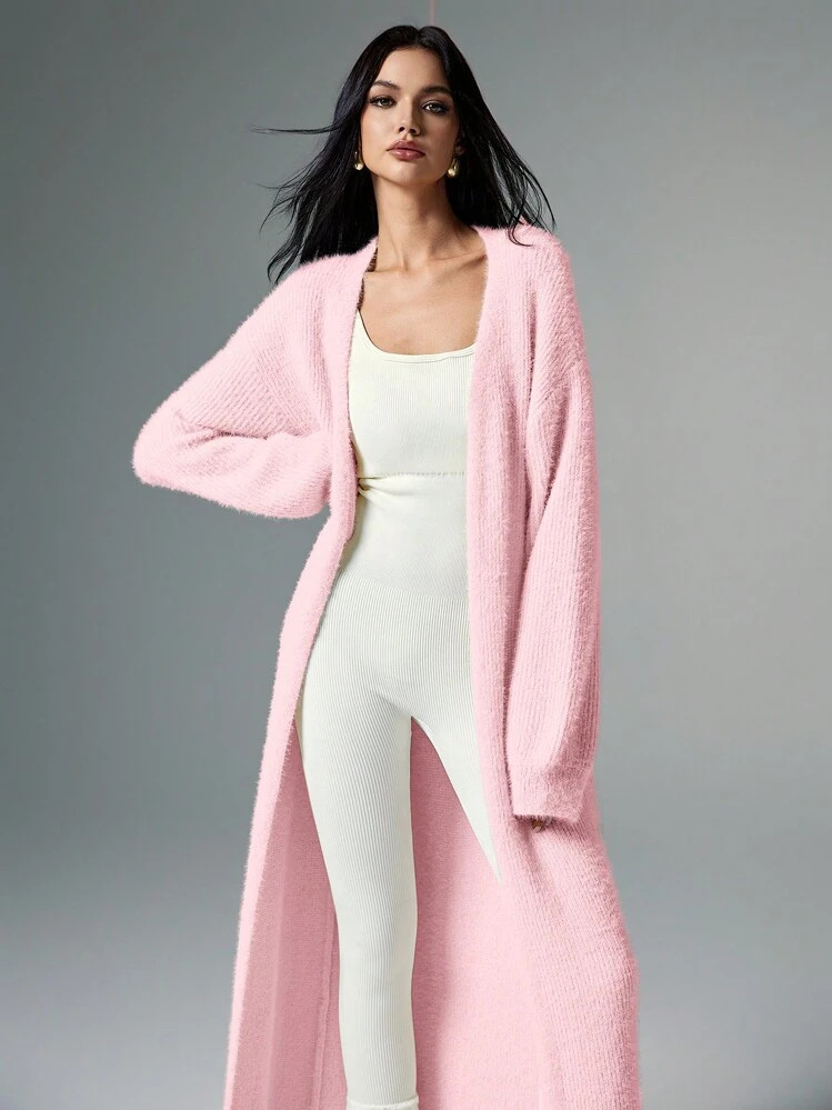 Poéselle Cardigan décontracté à manches longues et couleur unie pour femmes, tops simples pou... | SHEIN