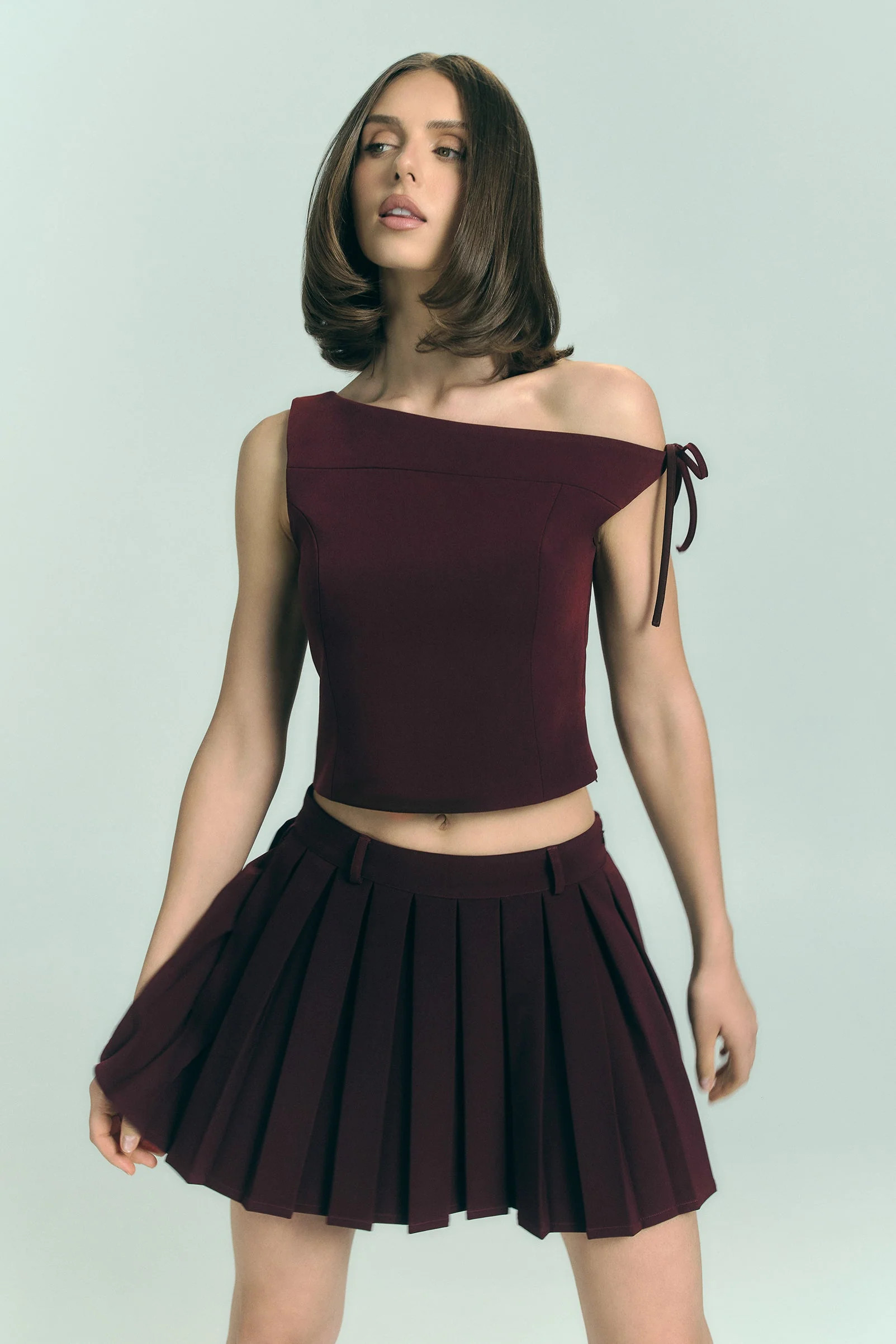 Ramsey Suiting Off Shoulder Top - Plum | MESHKI US