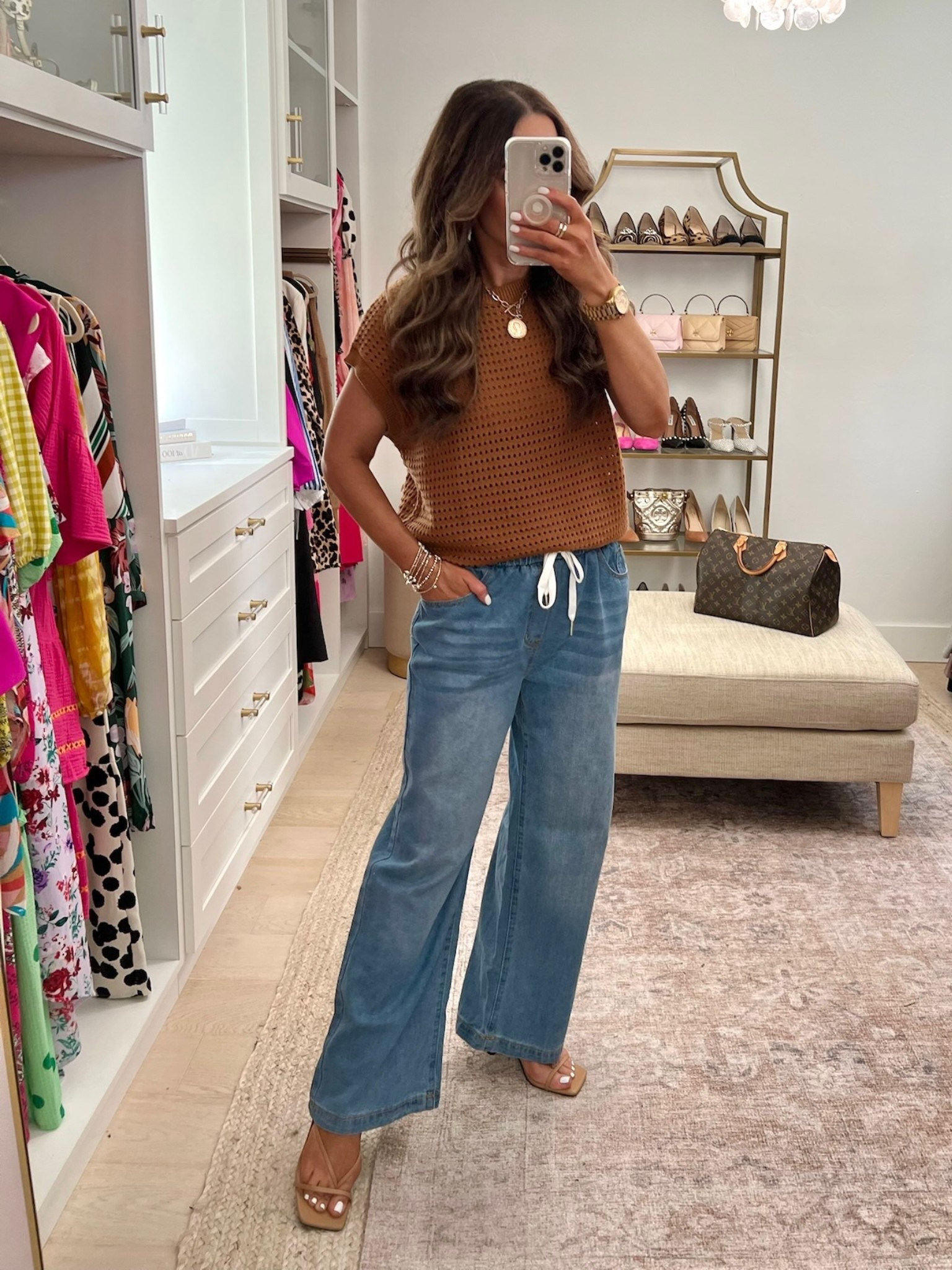 Wearing size S in top and pants. Size up in pants if between sizes 