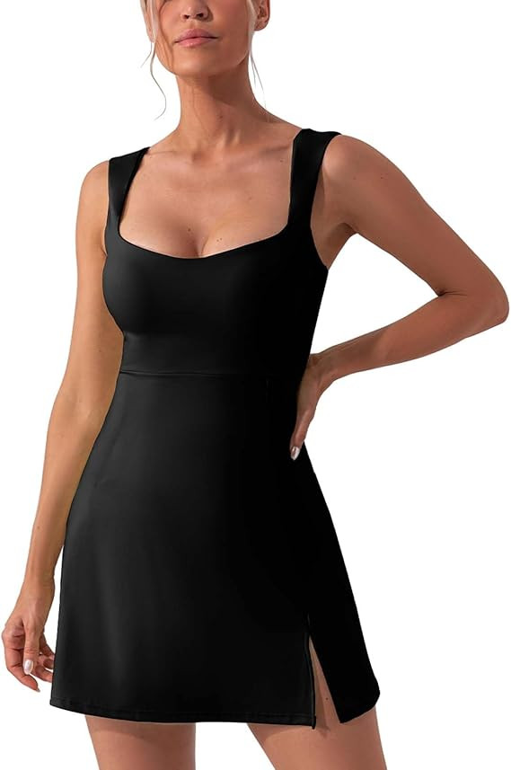 Square Neck Tennis Dresses for Women Golf Dress with Built-in Shorts Bra with Pockets for Athleti... | Amazon (US)