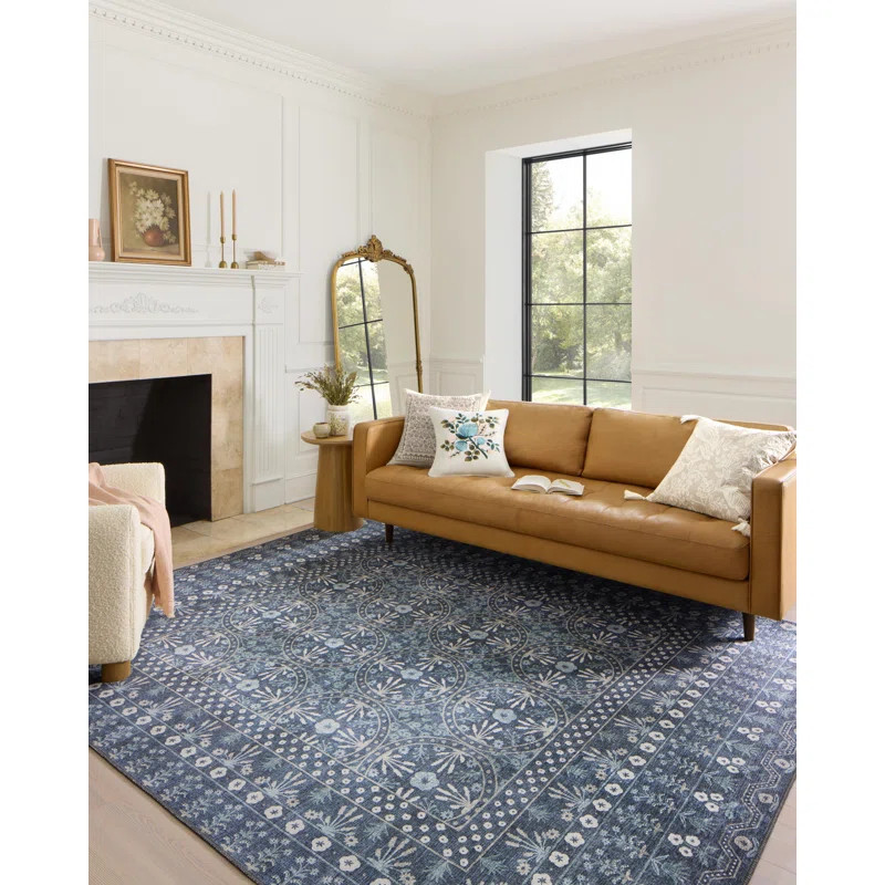 Rifle Paper Co. x Loloi Maison MAO-03 Rosette Blue Rug | Wayfair North America