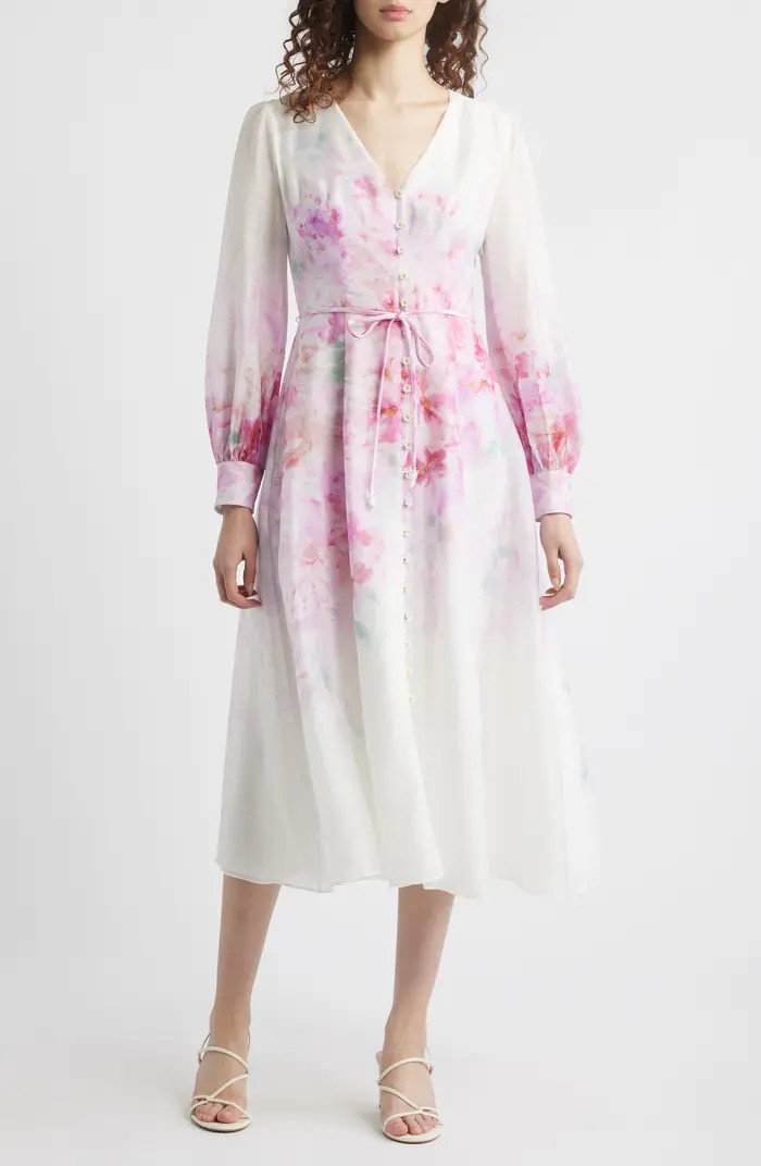 Kahlani Floral Print Long Sleeve Midi Dress | Nordstrom