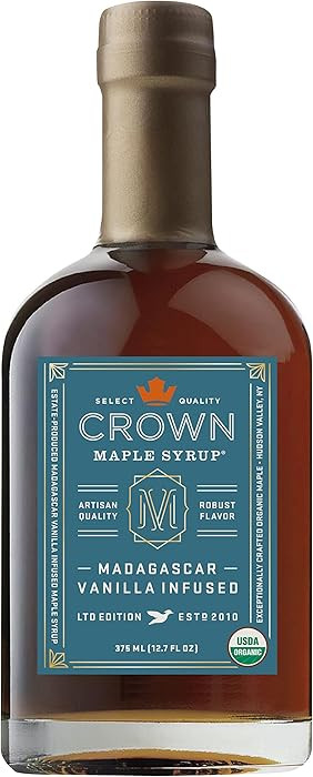 Crown Maple Certified Organic Madagascar Vanilla Maple Syrup, Gluten Free, No Preservatives, Non-... | Amazon (US)