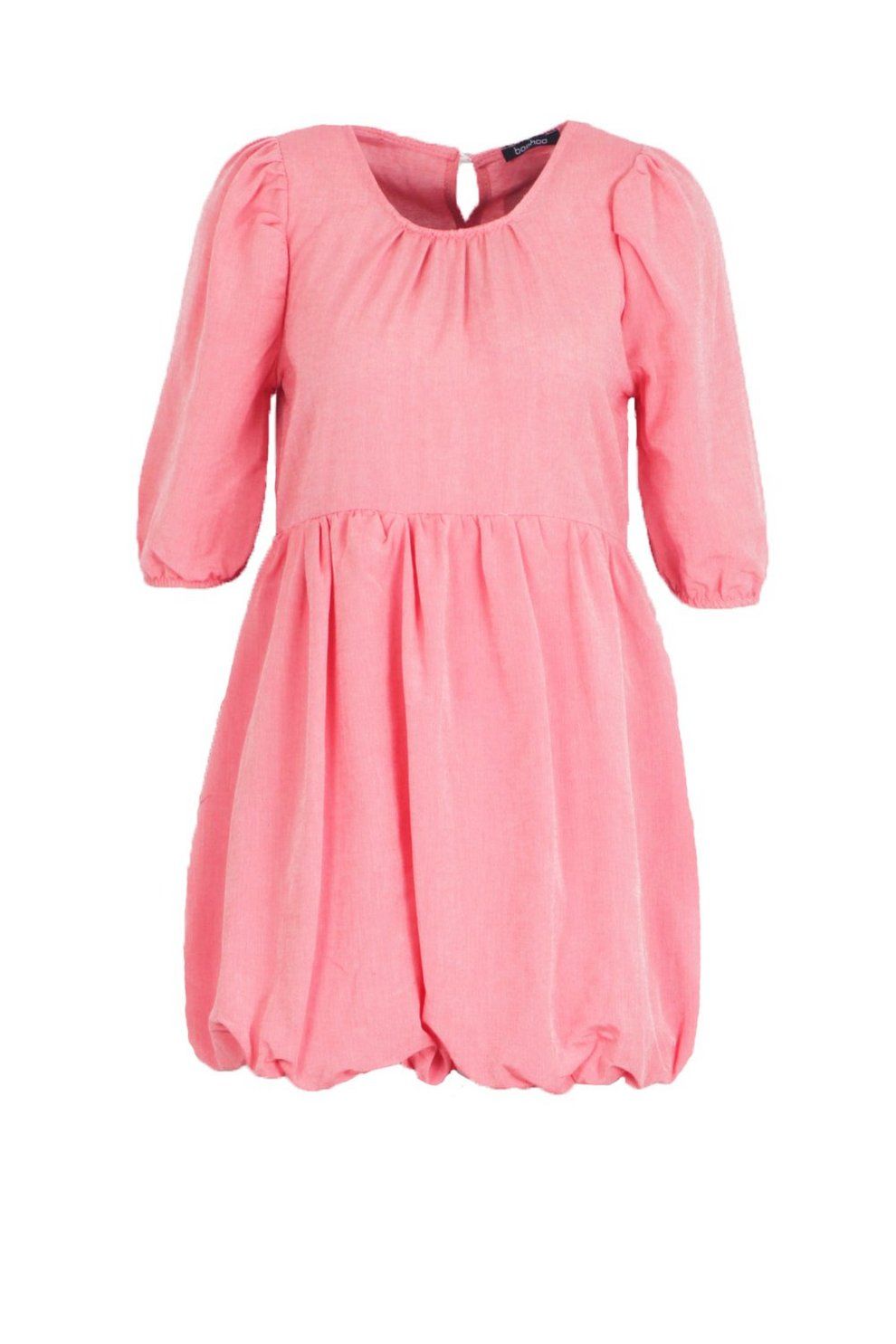 Petite Linen Look Puffball Mini Dress | Boohoo.com (US & CA)