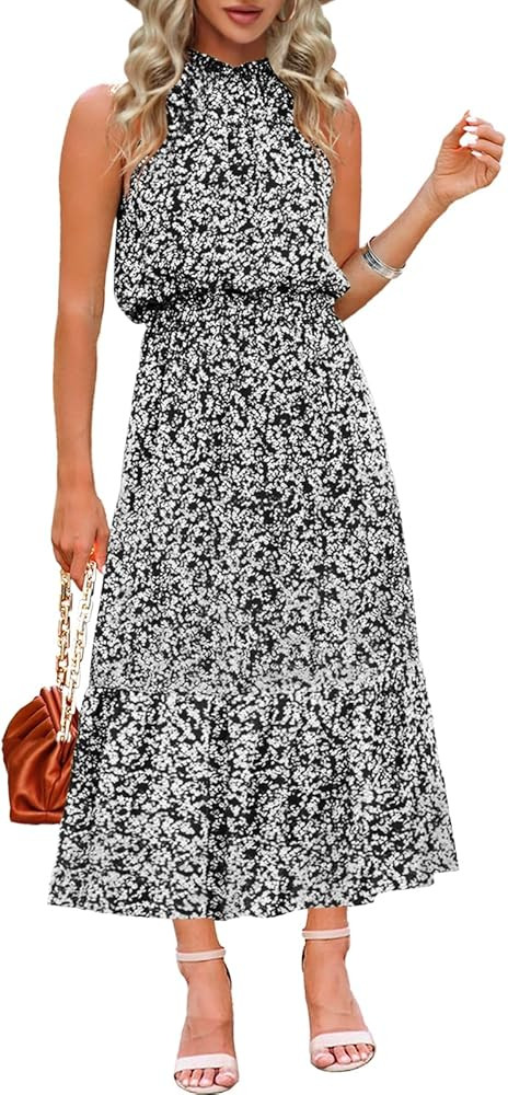 Chang Yun Maxi Summer Dresses for Women Halter Sleeveless Floral Boho Sun Vacation Outfits Long W... | Amazon (US)