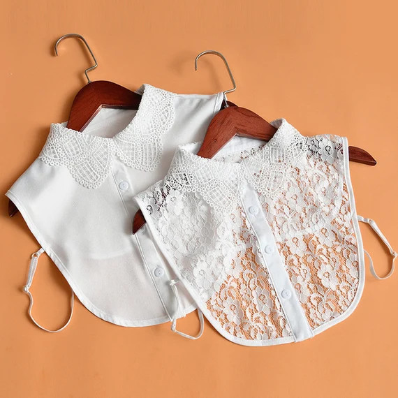 Ivory / Black Floral Lace Dickies, Half Lace Shirt Collar F168 | Etsy (US)