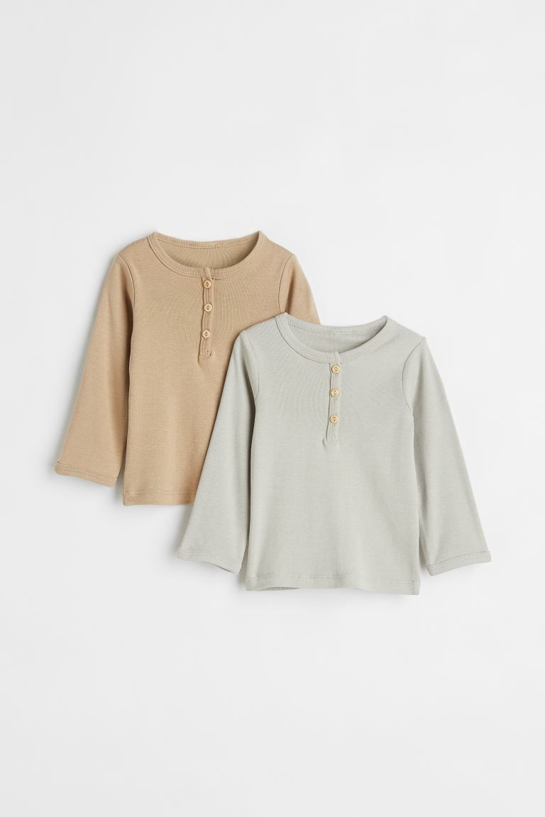 2-pack cotton Henley tops | H&M (UK, MY, IN, SG, PH, TW, HK)