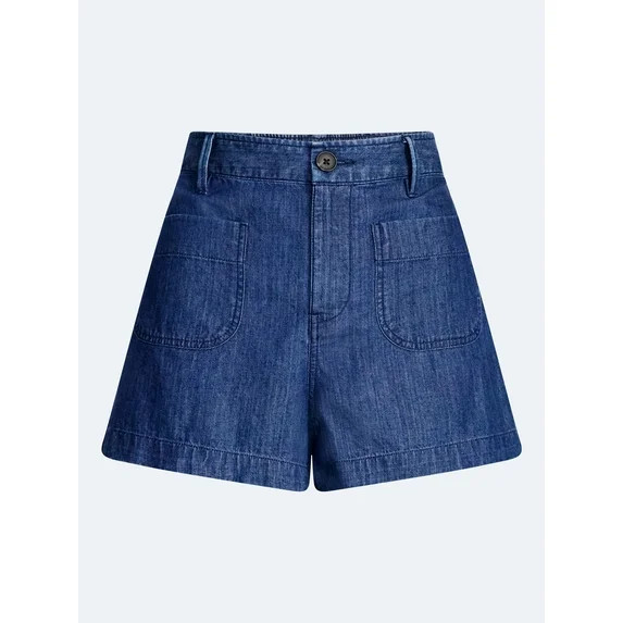 Free Assembly Women's and Women's Plus High Rise Patch Pocket Denim Shorts, 3" Inseam, Sizes XS-4... | Walmart (US)