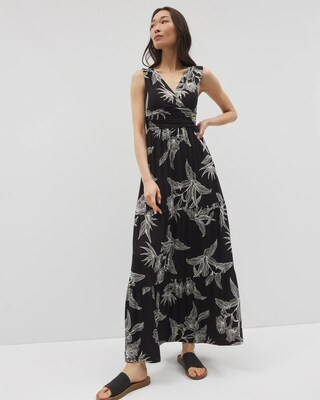 Women's Soft Jersey Goddess Tiered Maxi Dress in Black size XS | Soma | SOMA