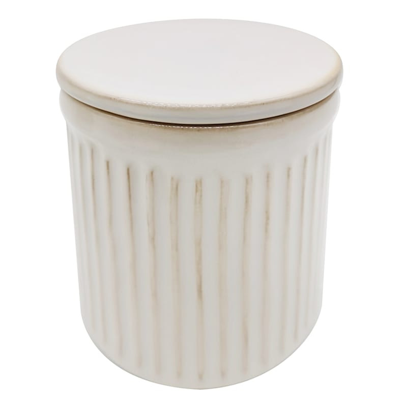 White Ribbed Kitchen Canister, 4" | At Home