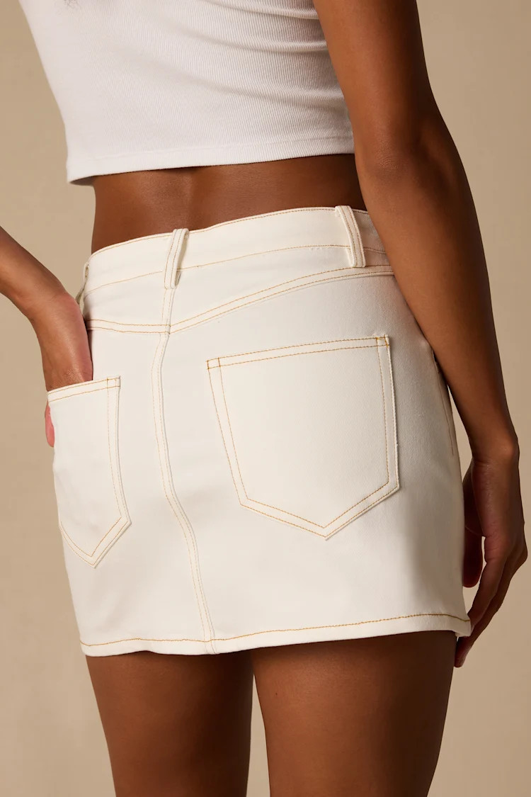 Alaire Ivory Denim High-Rise Mini Skirt | Lulus