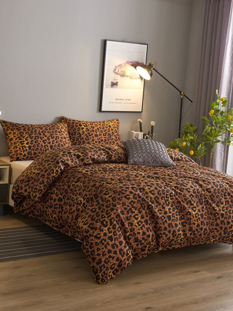 Leopard Print Duvet Cover Set Without Filler | SHEIN