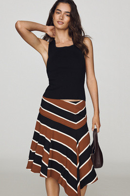 Asymmetric Godet Rugby Midi Skirt | Anthropologie (US)
