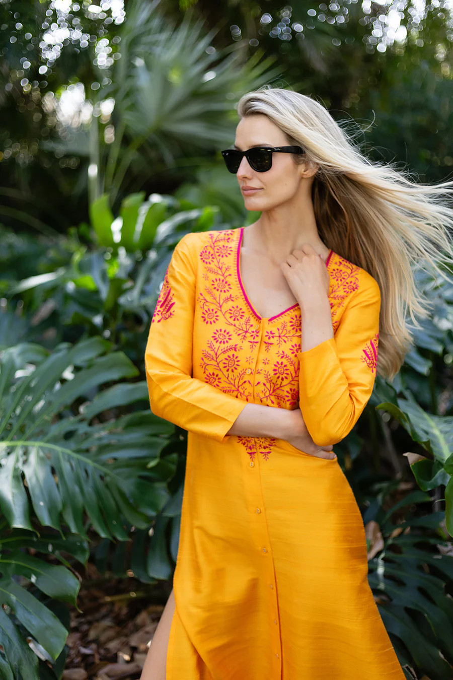 Chloe Caftan Dupioni - Mango | Julia Amory