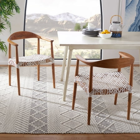 Safavieh Juneau Modern Leather Woven Accent Chair Natural/White | Walmart (US)