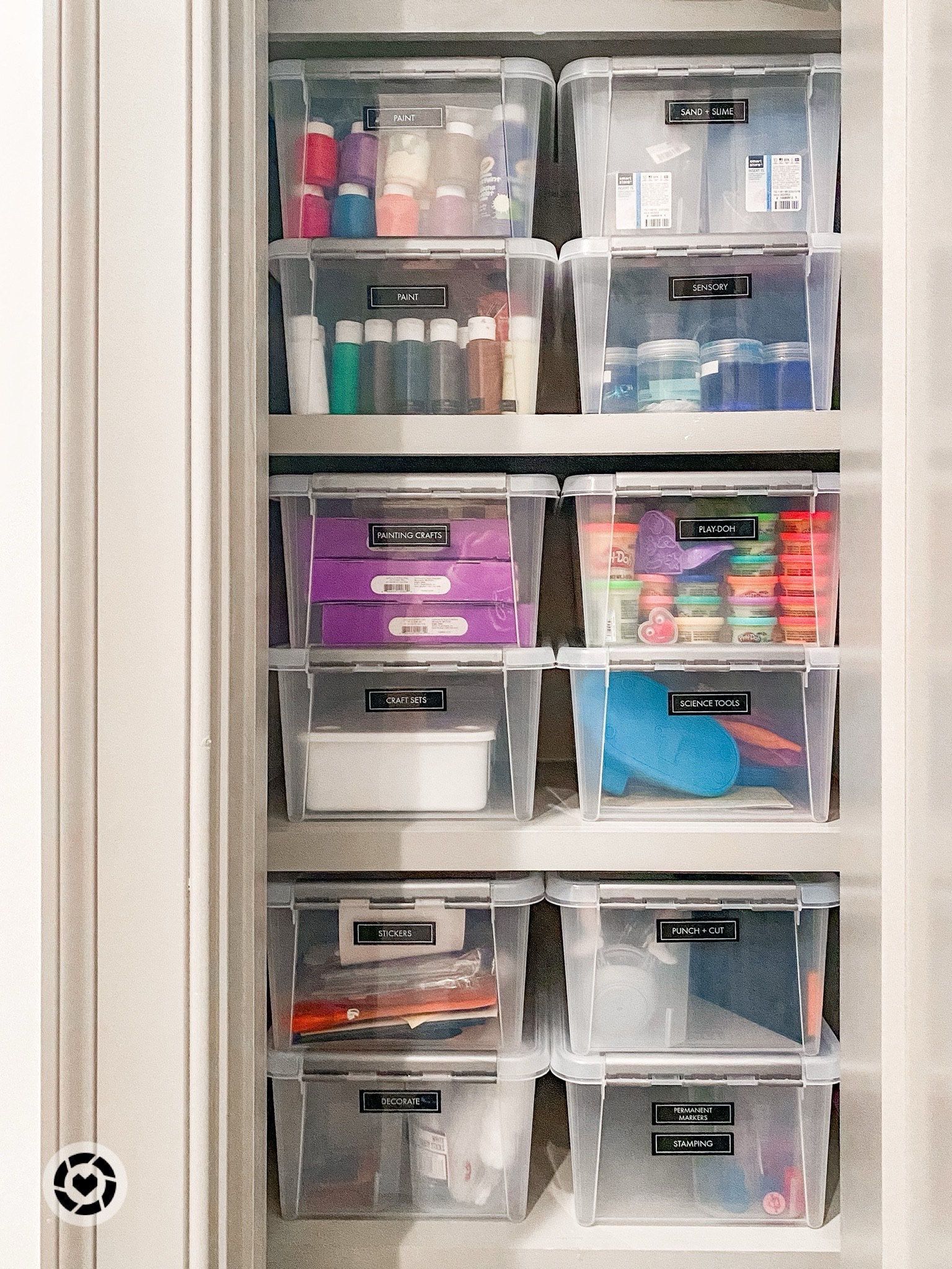 Such a beautiful sight! All arts + crafts contained, organized and visible using these affordable clear bins and labels.

#LTKfamily #LTKkids #LTKHoliday
