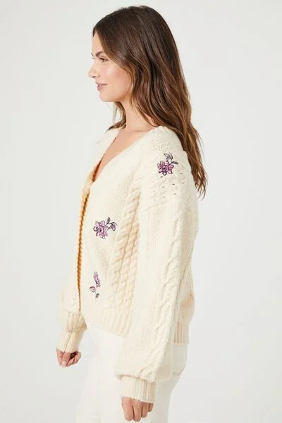 Floral Embroidered Cardigan Sweater | Forever 21 (US)