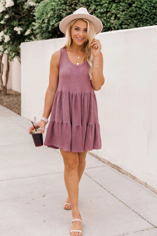 Stay Longer Mauve Tiered Tank Dress | The Pink Lily Boutique