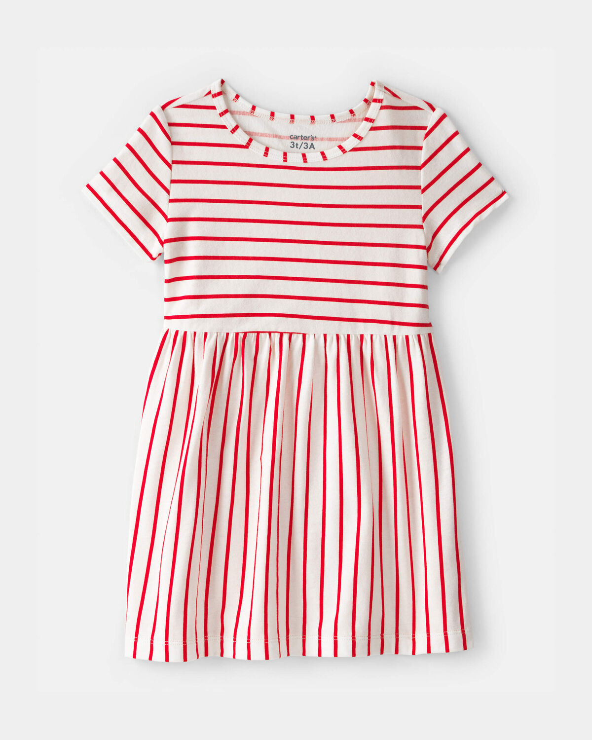 Toddler Girl Striped Short-Sleeve Dress - Red/Ivory | Carter's Inc
