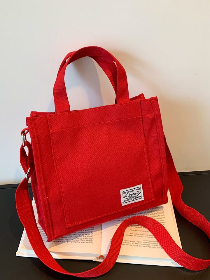 Lightweight,Business Casual Letter Patched Detail Top Handle Bag For Teen Girls Women College Stu... | SHEIN