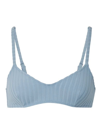 Solid & Striped - The Rachel Ribbed Stretch-knit Bikini Top - Light blue | NET-A-PORTER (US)