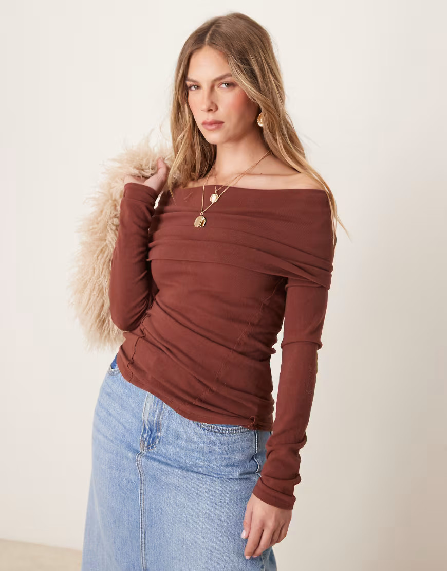 Free People iris foldover layering top in cocoa-Brown | ASOS (Global)