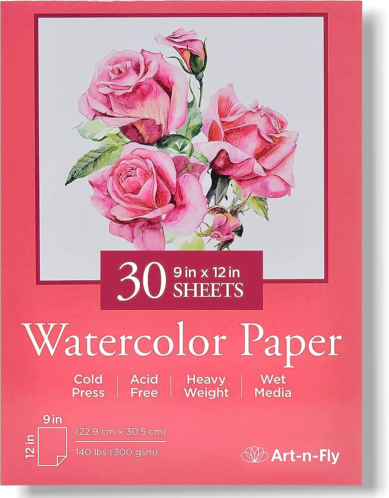 Art-N-Fly Watercolor Paper Pad 9x12" 30 Sheets - Cold Press Water Color Sketchbook Pad 140 lb for... | Amazon (US)