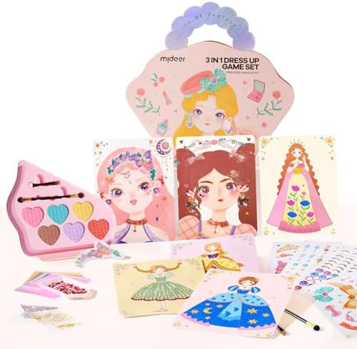 MiDeer 4-in-1 Dress Up Games Set, Princess Art Craft Kits with Makeup Books, Stickers & Diamond P... | Amazon (US)