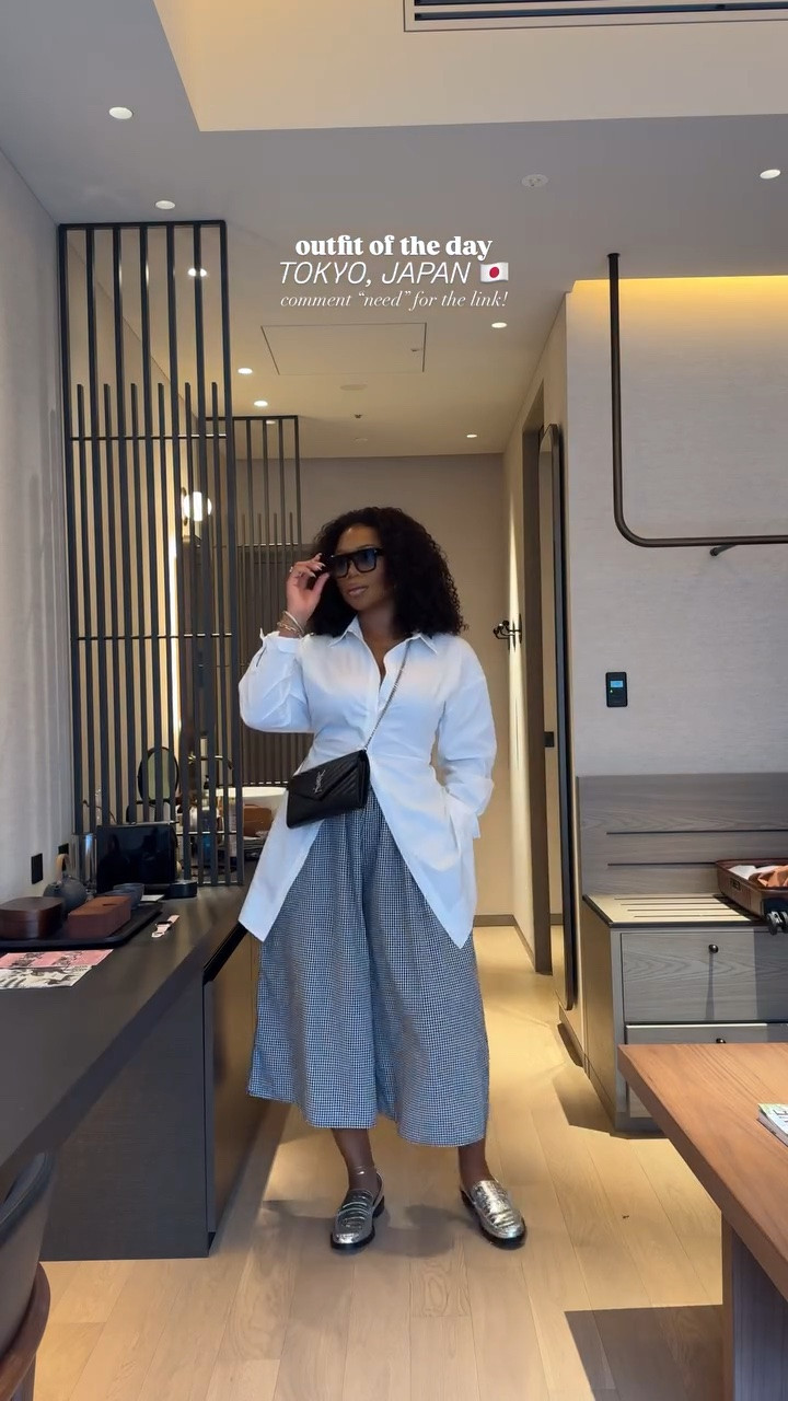 Love this classic chic look! I am wearing XL in the shirt dress and cinched my waist using the clips below. And the pants XL!

#LTKstyletip # LTKmidsize #LTKtravel