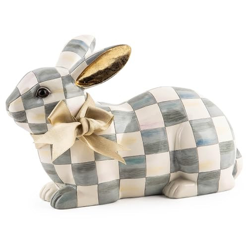 MACKENZIE-CHILDS Bunny Figurine, Rabbit Figurine Decoration for Spring, Resting, Sterling Check | Amazon (US)