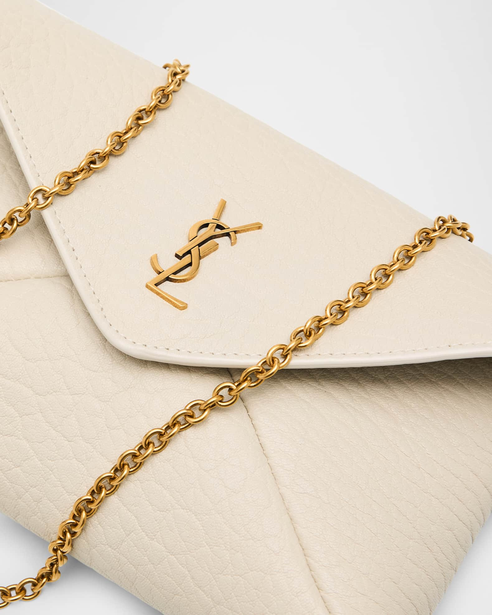 Saint Laurent Cassandre Small YSL Pouch on Chain in Calfskin | Neiman Marcus