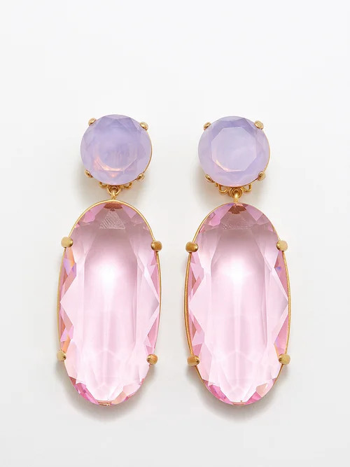 Roxanne Assoulin - Such A Jewel Crystal & Gold-plated Clip Earrings - Womens - Purple Pink | Matches (UK)