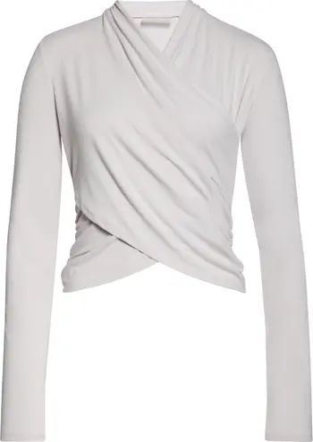 Zella Wrap Long Sleeve Pima Blend Tee | Nordstrom | Nordstrom