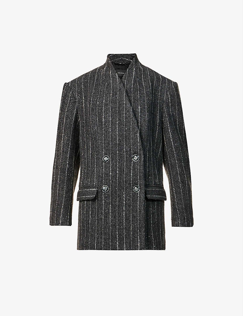 ISABEL MARANT Lila striped double-breasted wool coat | Selfridges