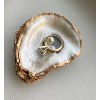 Pearl & Gold Oyster Shell Décor, Ring Dish, Bridal Gift, Moh Bridesmaid, Jewelry Holder, Nautical, Home Design Decor, Engagement Present | Etsy (US)